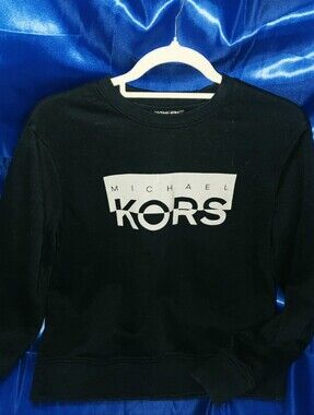 Michael Kors Black Crewneck Sweat Shirt/ Sweatshirt with Tan Logo Size Small